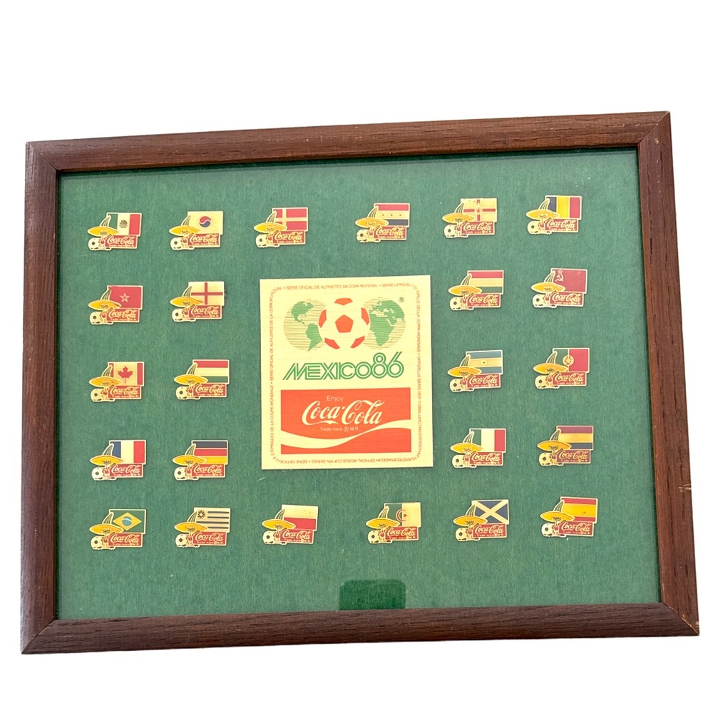 Coca Cola World Cup Mexico 86 Pin Collectible Frame with Stand - Picture 4 of 5